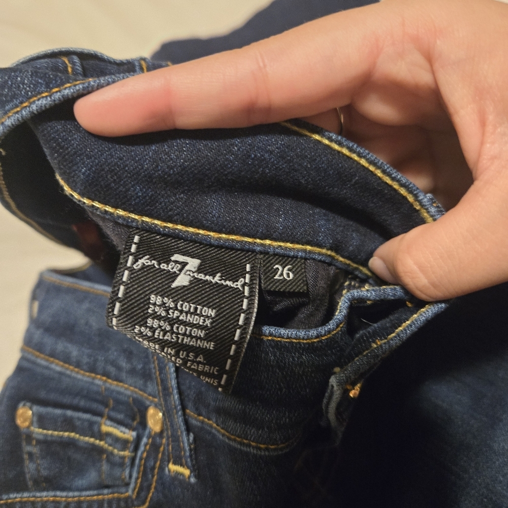 7 For All Mankind Deep Indigo Bootcut Stretch Jeans Size 26 - Picture 3 of 6